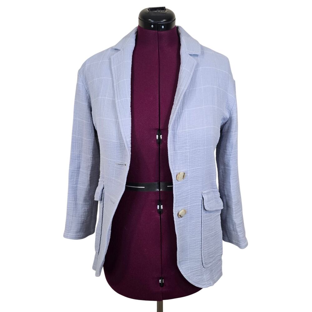 Women's Madewell Blue Cotton Linen Blend Gauze Blazer Jacket | Size XXS